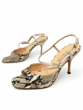 Vintage Prada Snakeskin Slingback Sandal Heels Womens Size EU 37